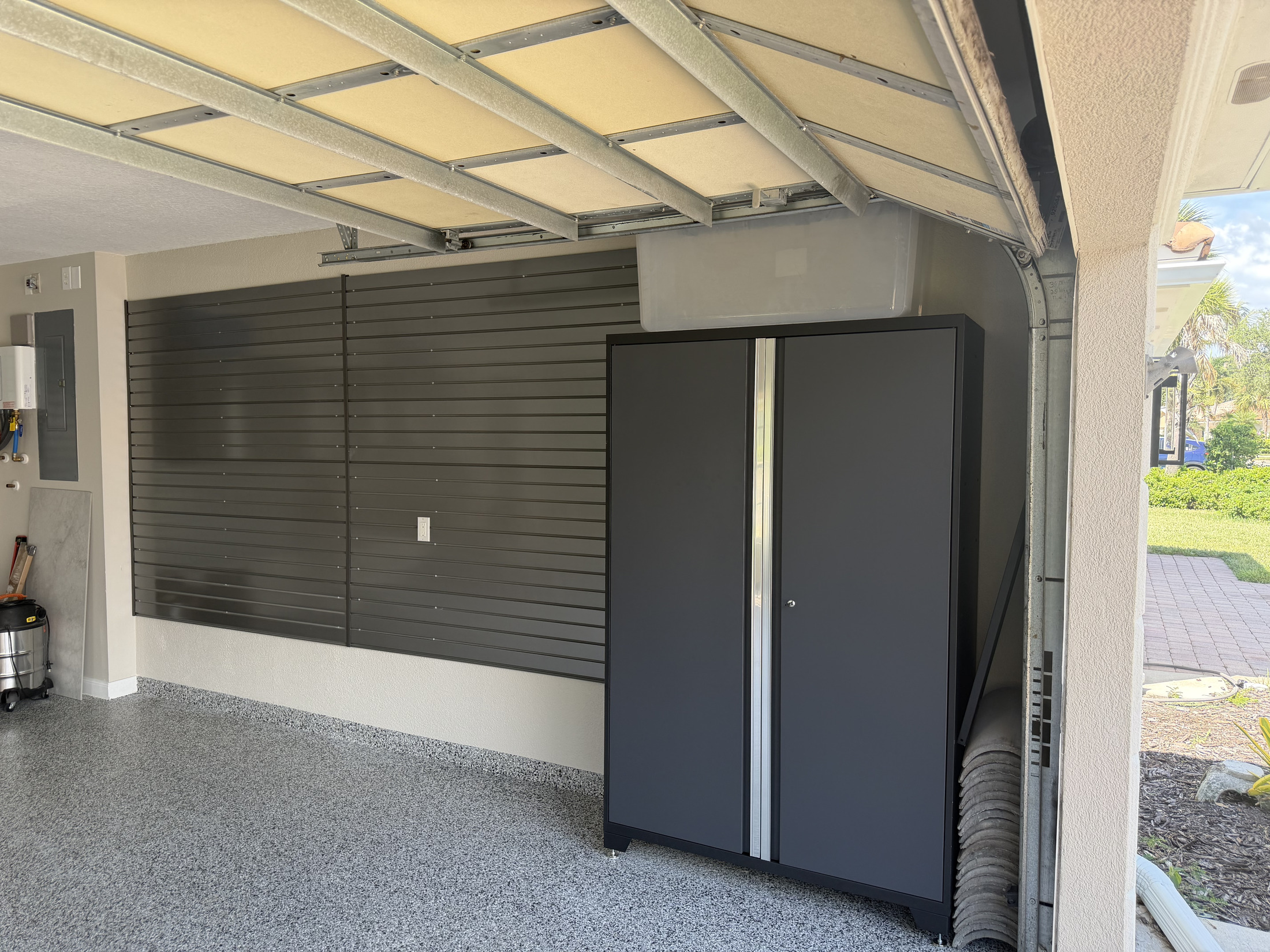 High-resolution garage slatwall storage and organization system